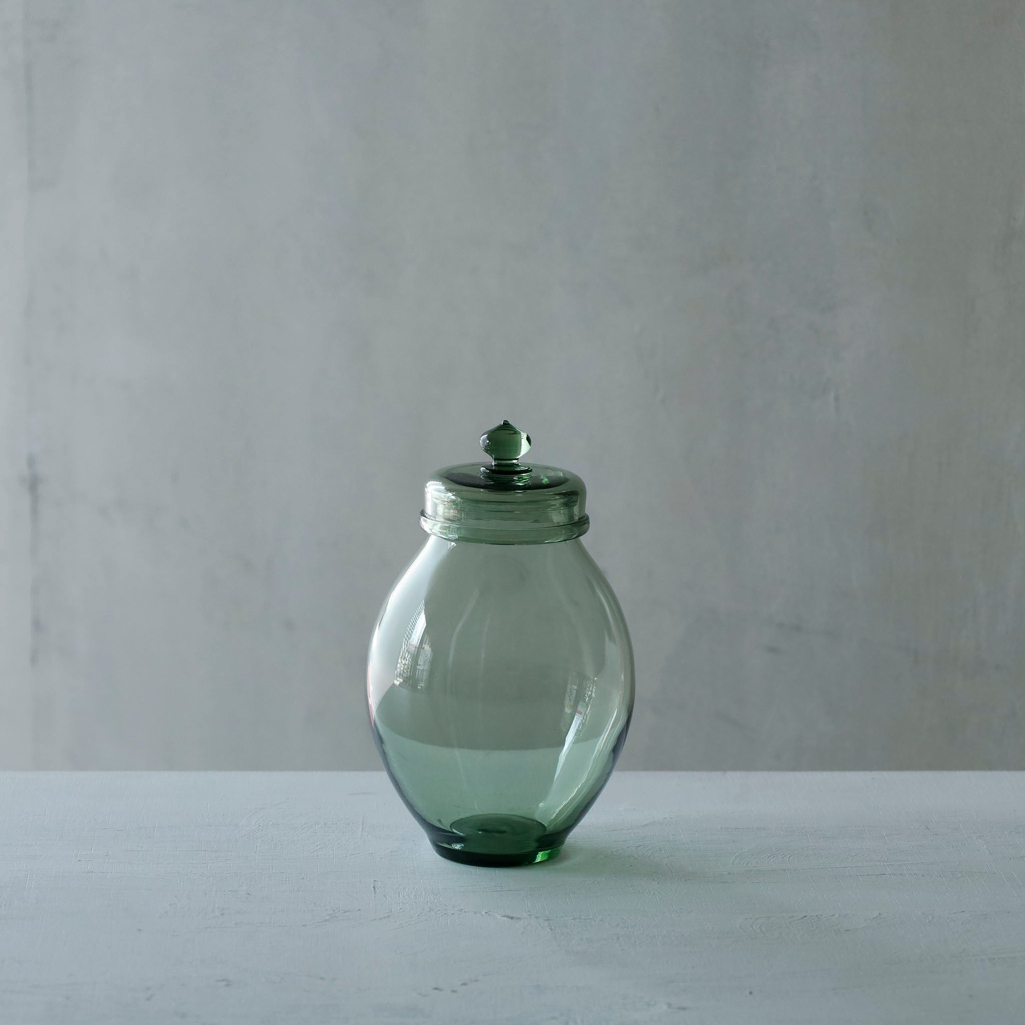 ●26-TE-119 Futamono (Lidded Jar) MOSS GREEN