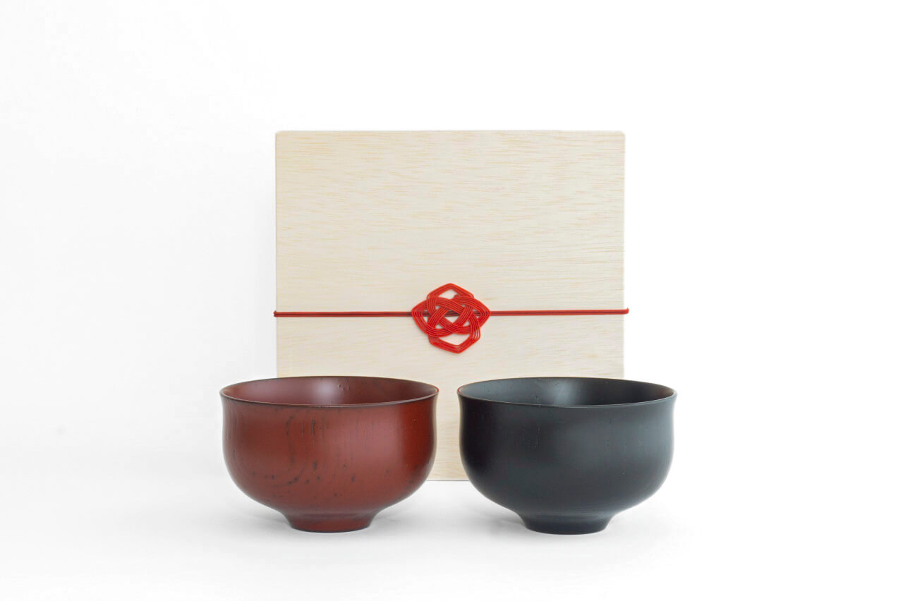 ◆Kihachi Kobo Lily-Shaped Zelcova Bowl (Gift Set of 2)