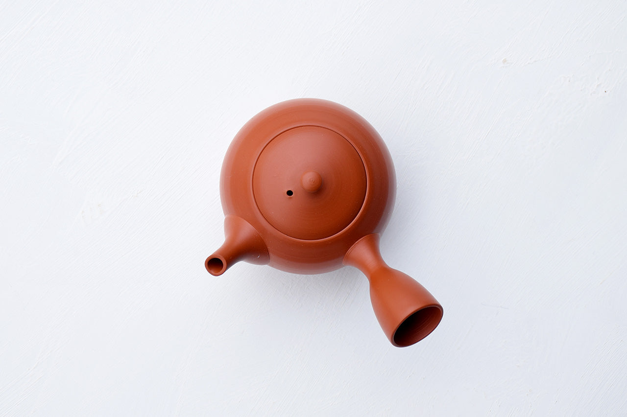 ◆Hokuryu Round Teapot "Shudei (red)" (Gift Set of 2)