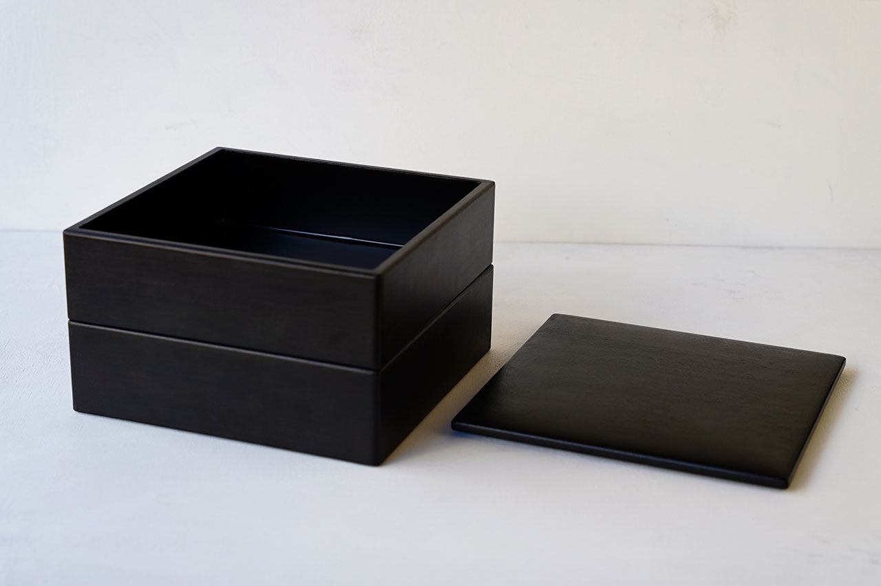 21cm Two Layer Jubako Boxes Chinaberry Black