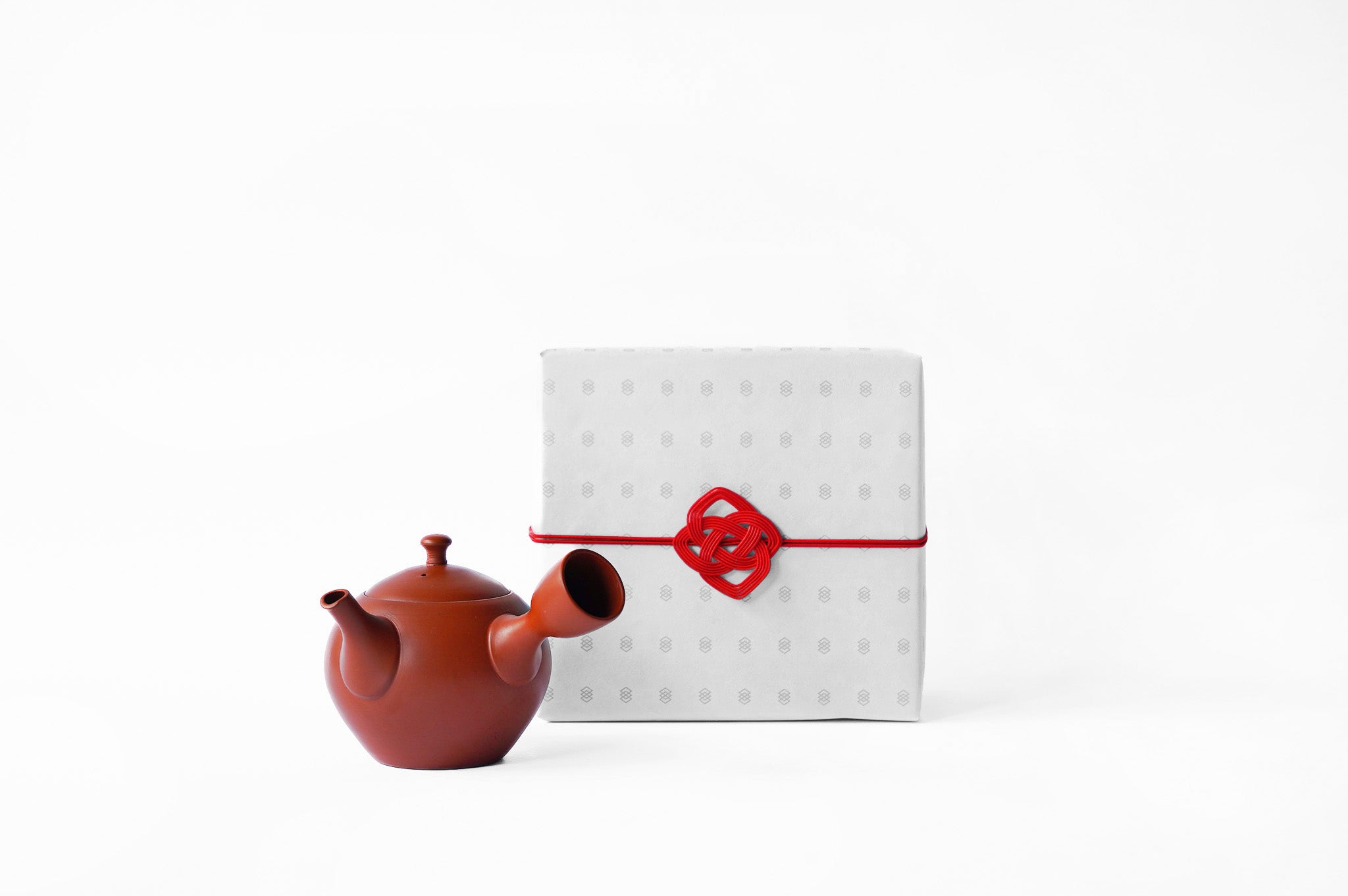 ◆Hokuryu Round Teapot "Shudei (red)" (Gift Set of 2)
