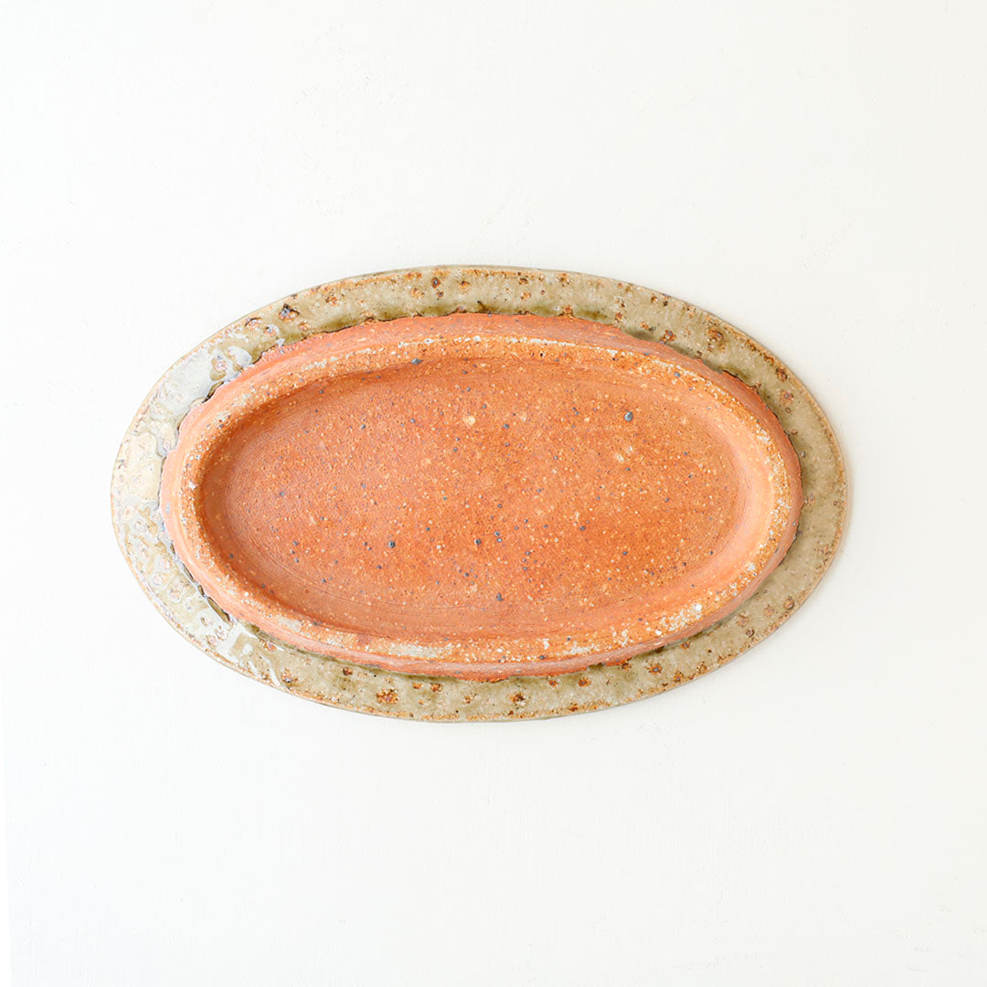 Miyagi Pottery Oval L Blue Glaze
