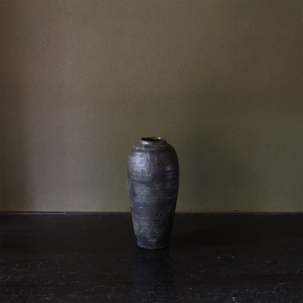 25-49 Shiro Shimizu, Blended Clay, Silver-Decorated Flower Vase