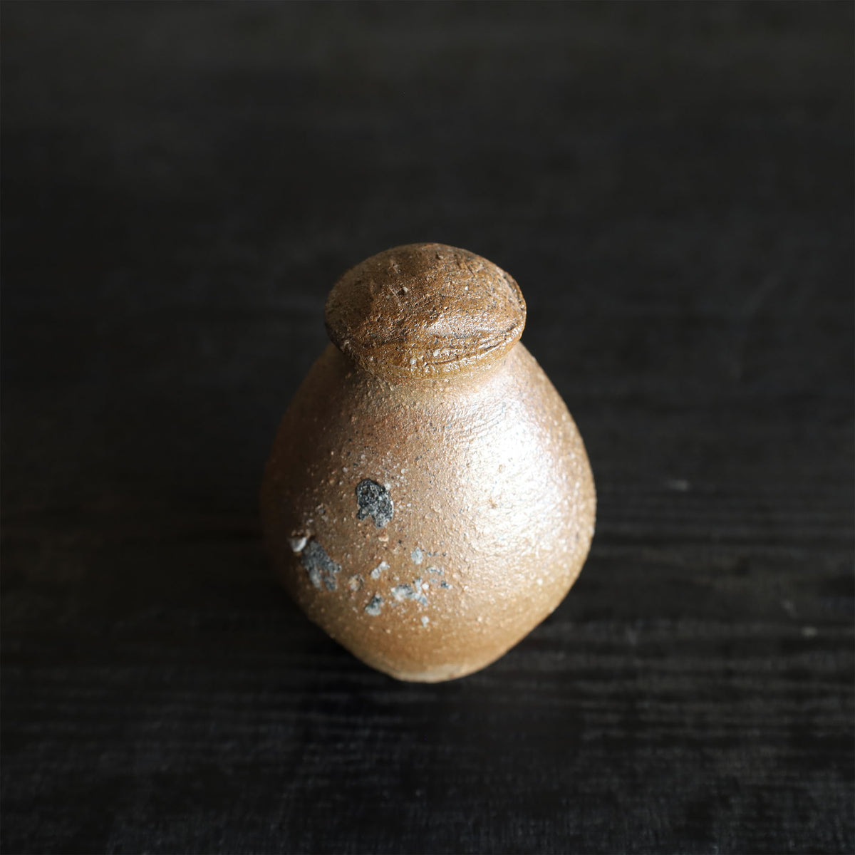 25-18 Shiro Shimizu, Umamachi Clay, Yakishime Tea Container
