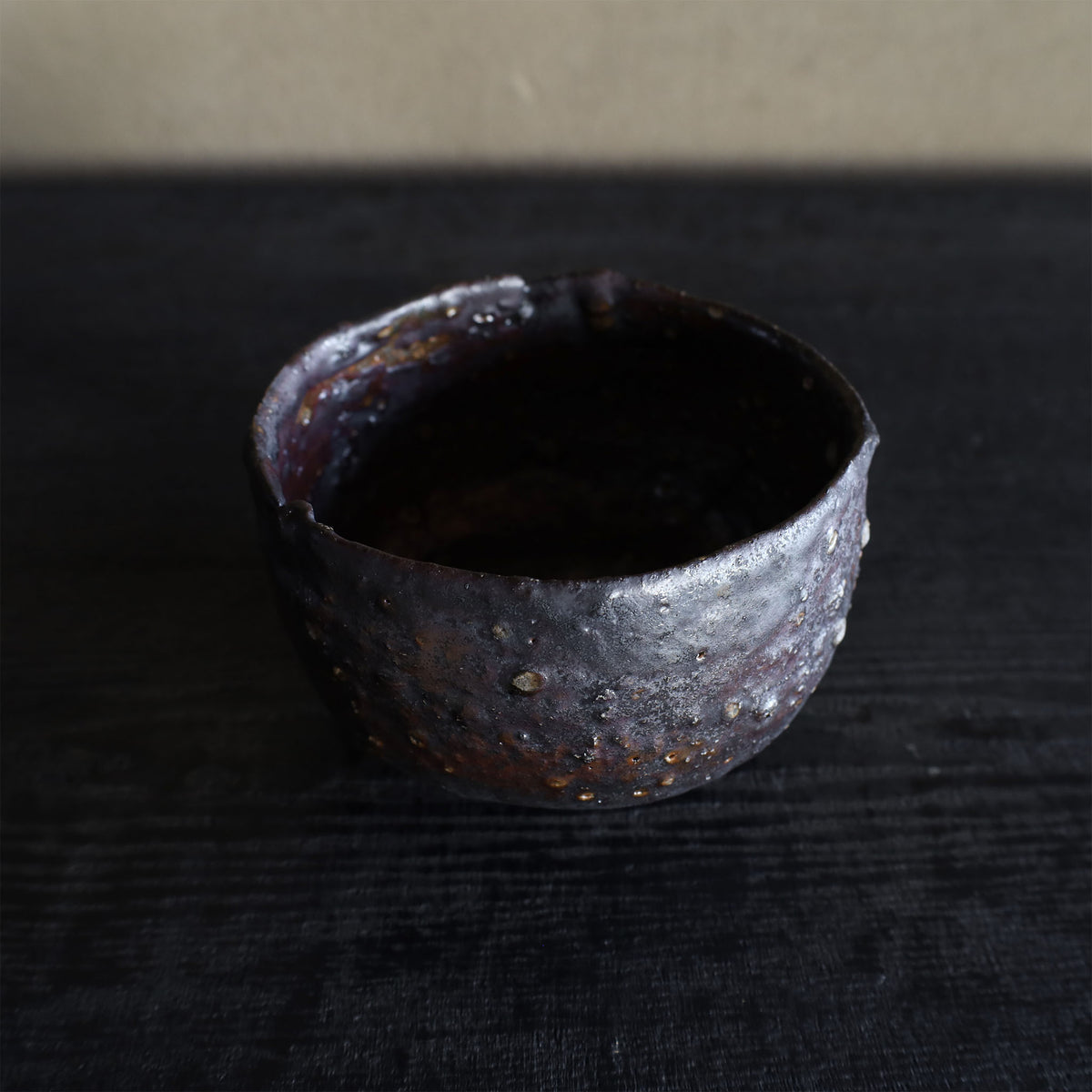 26-22 Shiro Shimizu, Tarao Clay, Iron Glaze, Stacked-Fired Chawan
