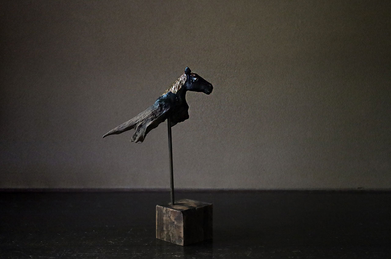 Norihisa Mizuta Brass and Driftwood Horse H