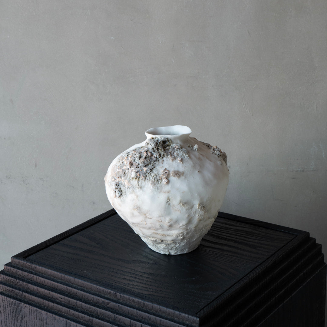 25-10S 池田優子 白磁 白釉花器-3