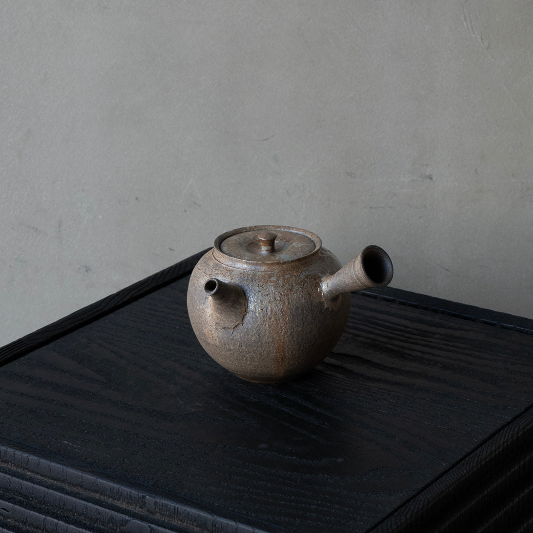 25-10S 陽景窯 焼〆南蛮藻掛ひだすき茶注(カメ型) 桐箱付