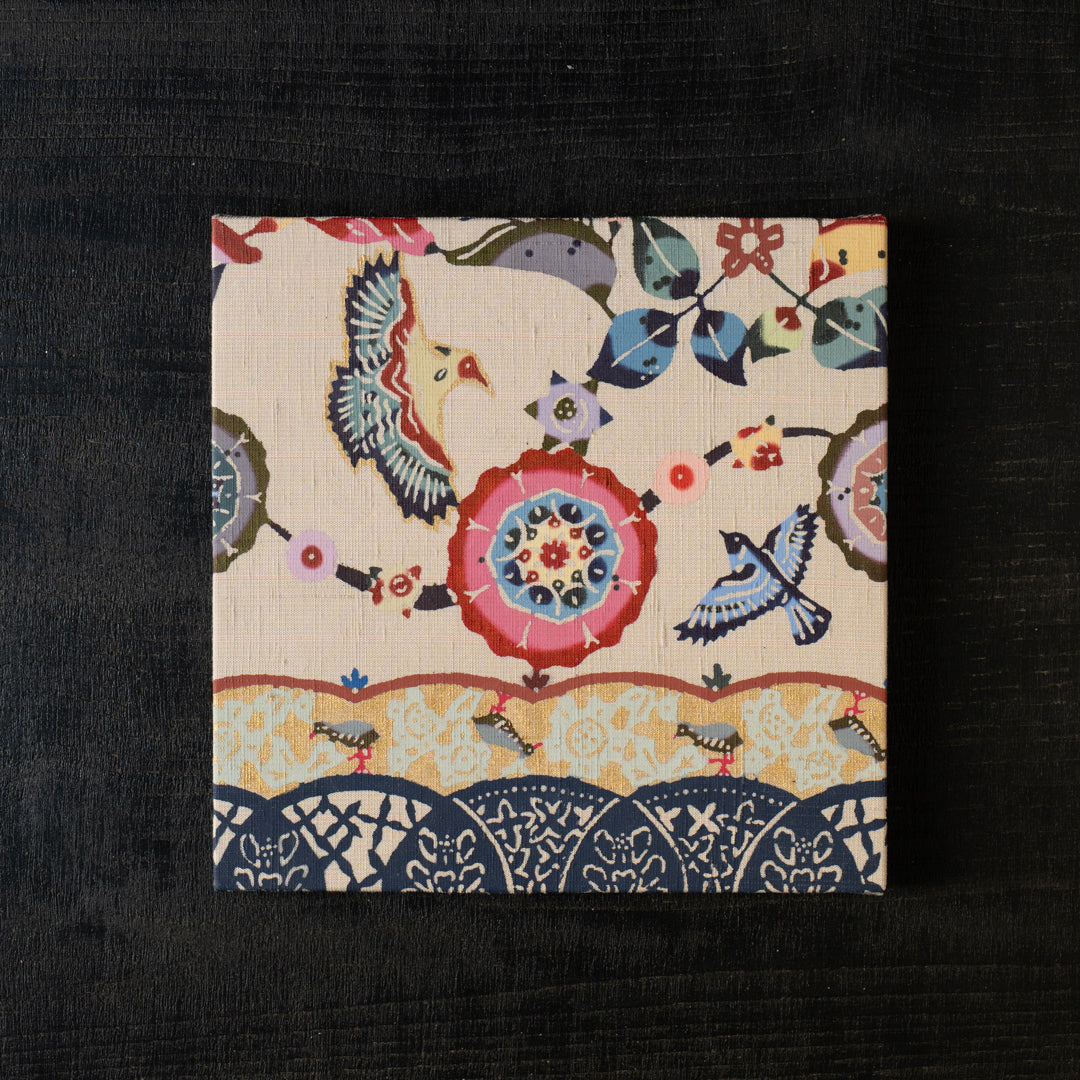 25-10S 紅型ナワチョウ 18cm角・紅型パネル作品 B