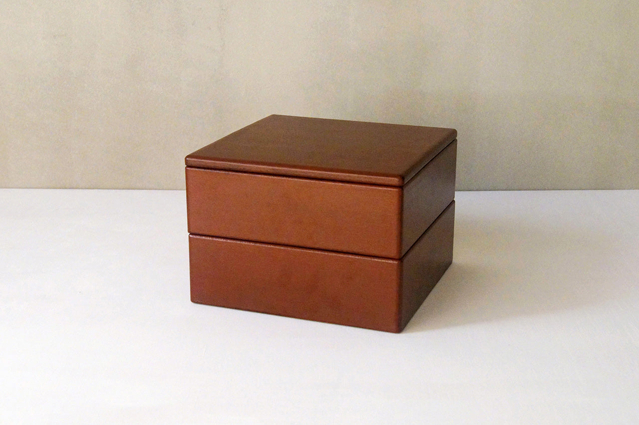 18cm Two Layer Jubako Boxes Chinaberry Red