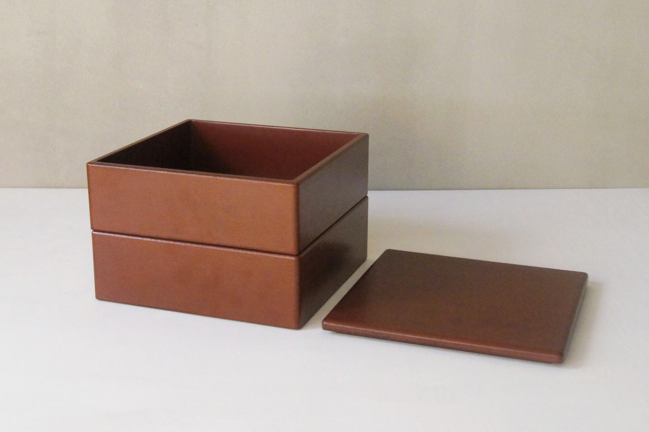 18cm Two Layer Jubako Boxes Chinaberry Red