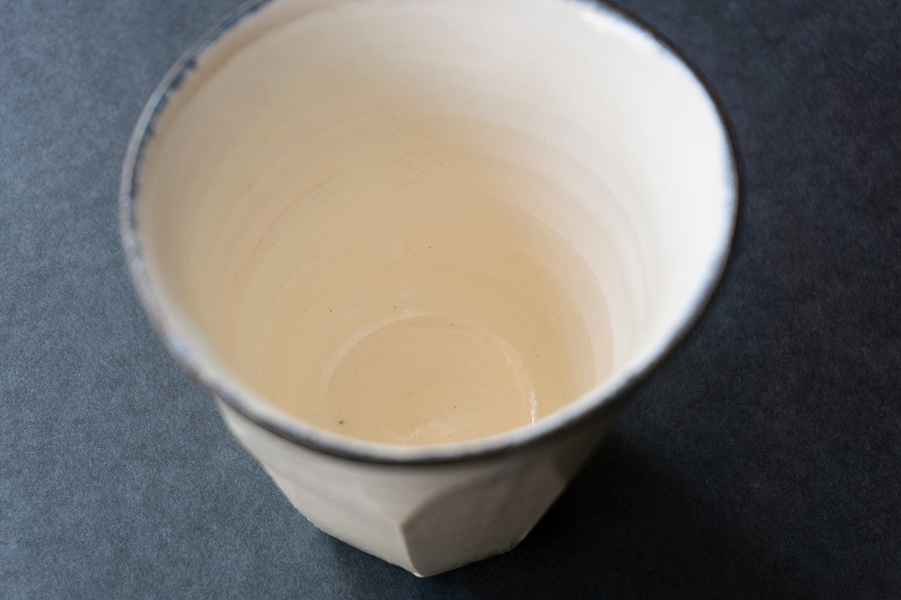 Faceted Cup Blue Rim