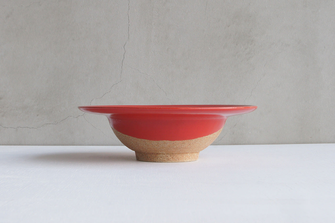 Pottery studio ICHI Mintama Rim Bowl 18cm Red