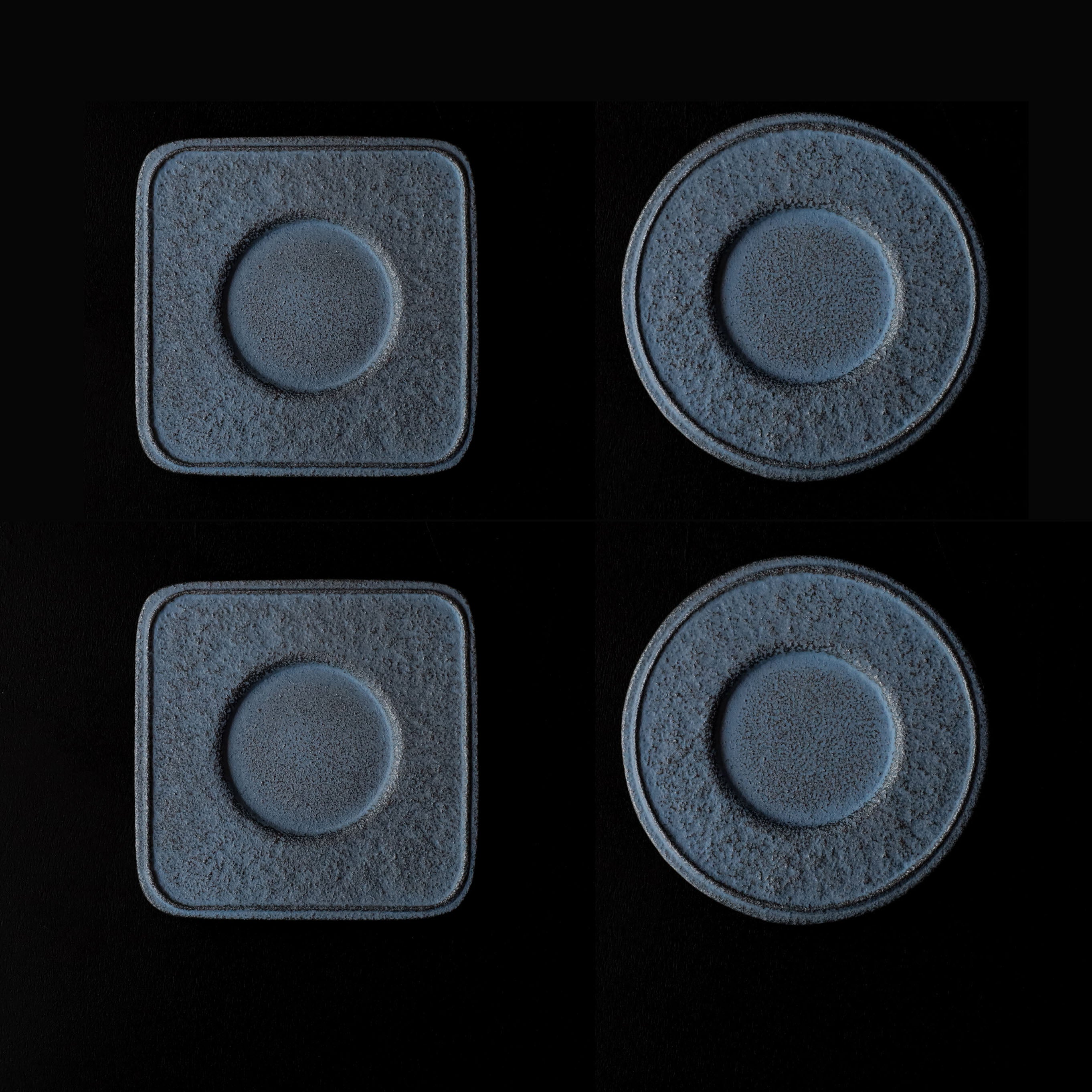空間鋳造 茶托 Set 4pcs Ice Blue（紙箱仕様）