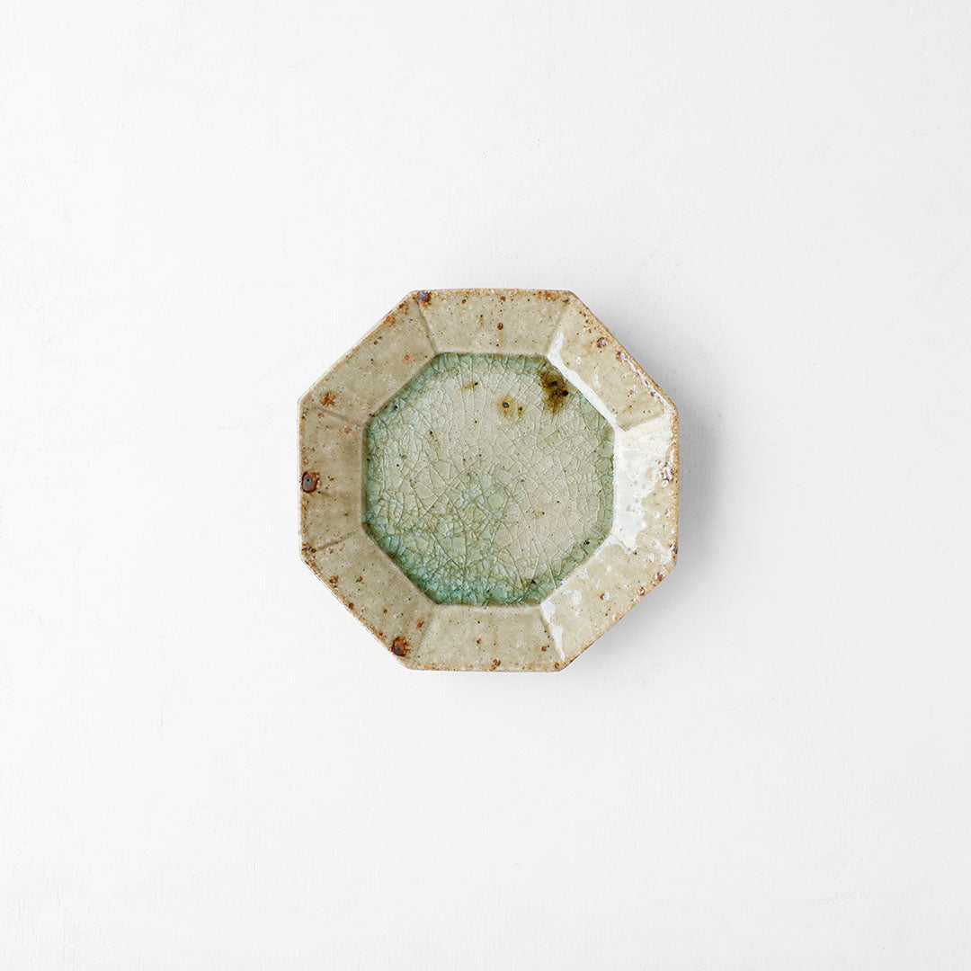 宮城陶器 八角皿 中 青磁釉