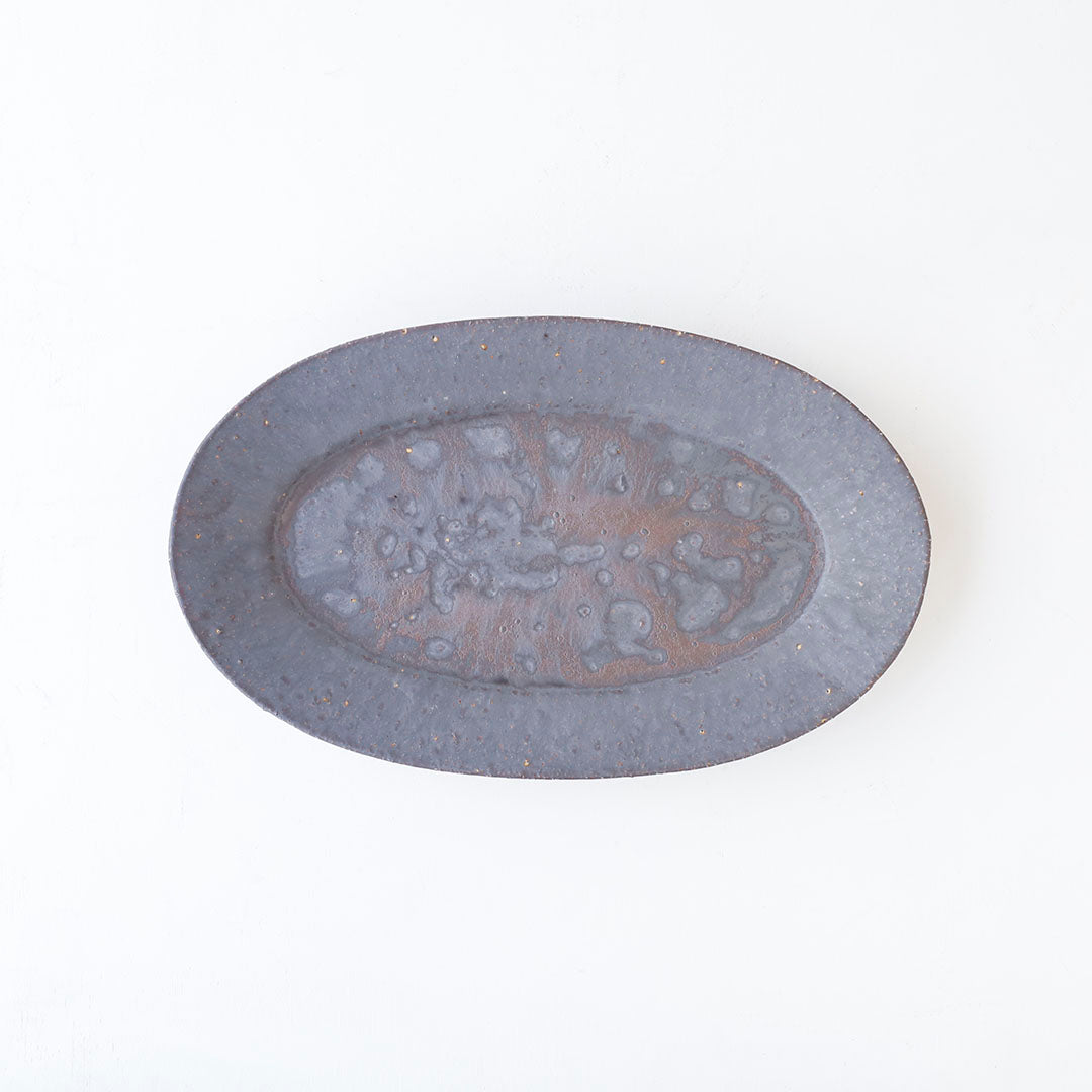 宮城陶器 オーバル皿 大 黒釉