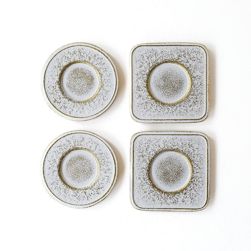 空間鋳造 茶托 Set ４pcs 白金色