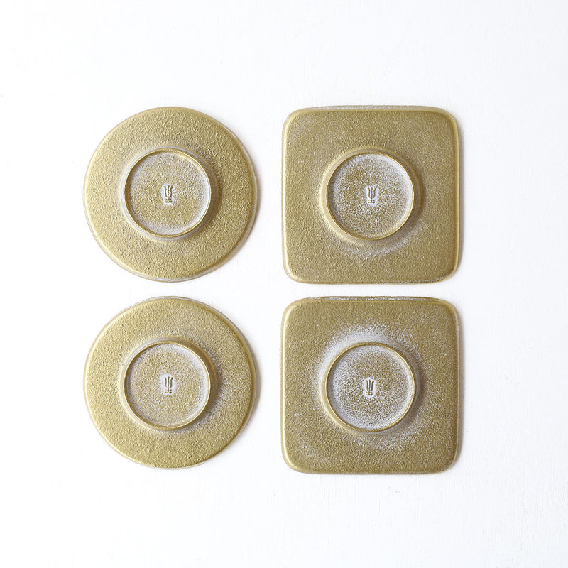 空間鋳造 茶托 Set ４pcs 白金色