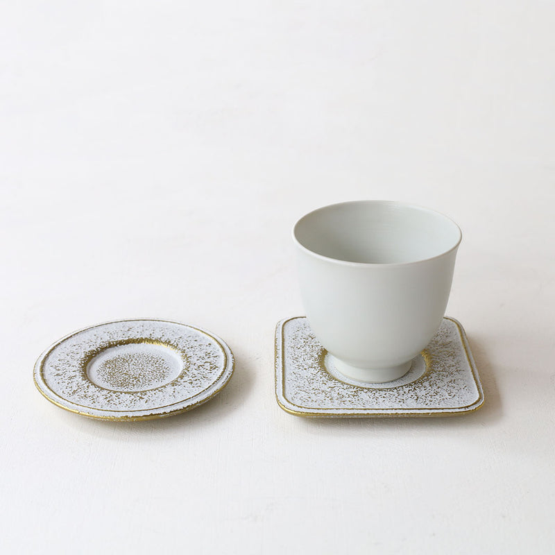 空間鋳造 茶托 Set ４pcs 白金色