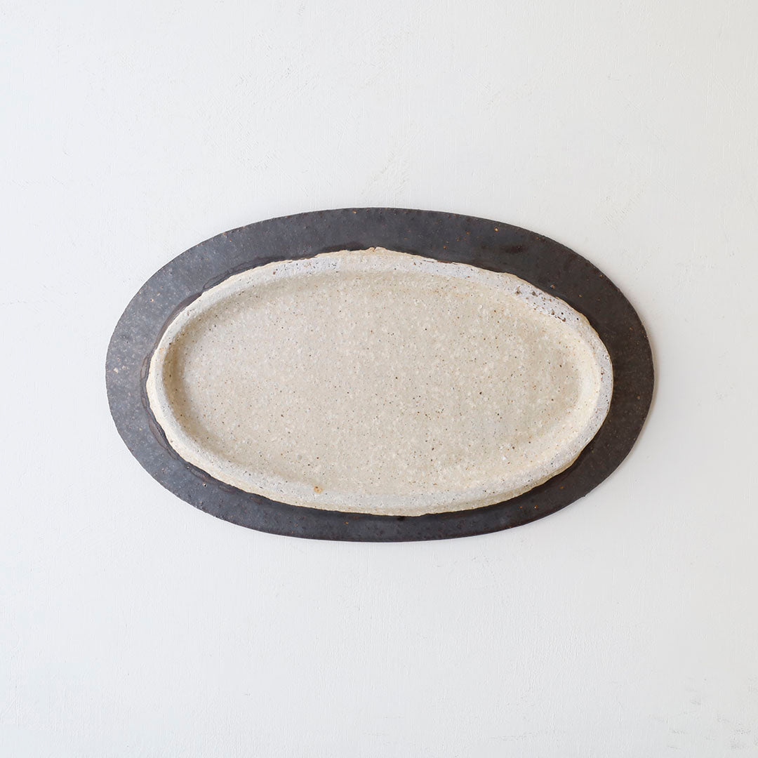 Miyagi Pottery Oval L Black Glaze
