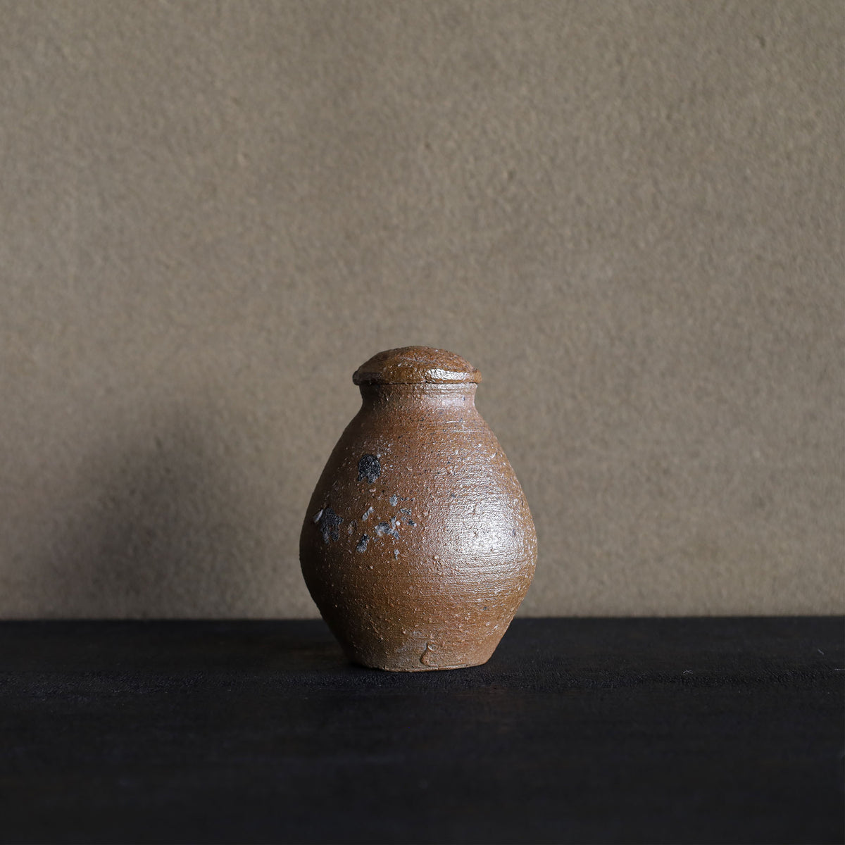 25-18 Shiro Shimizu, Umamachi Clay, Yakishime Tea Container