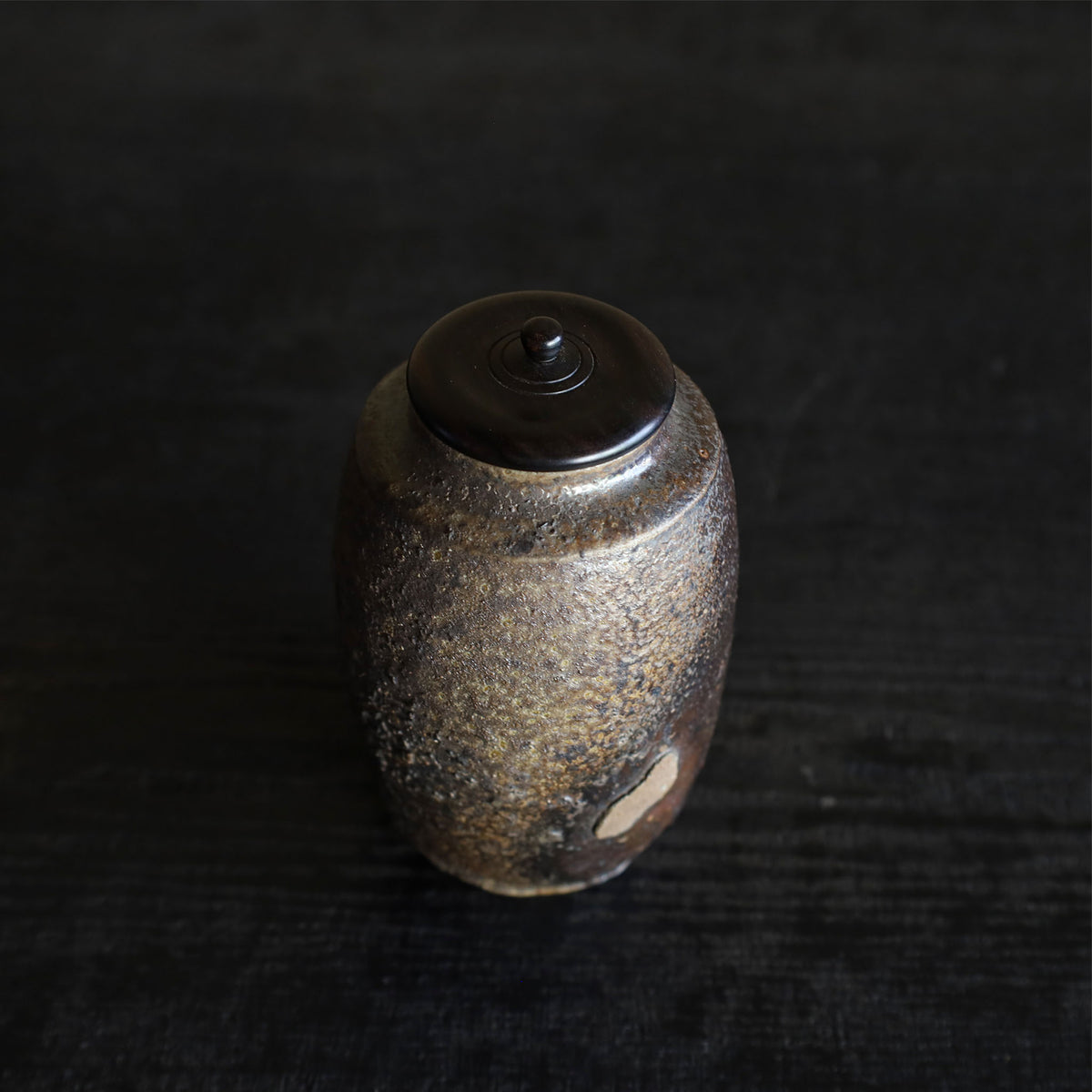 25-35 Shiro Shimizu, Umamachi Raw Clay, Yakishime Tea Container