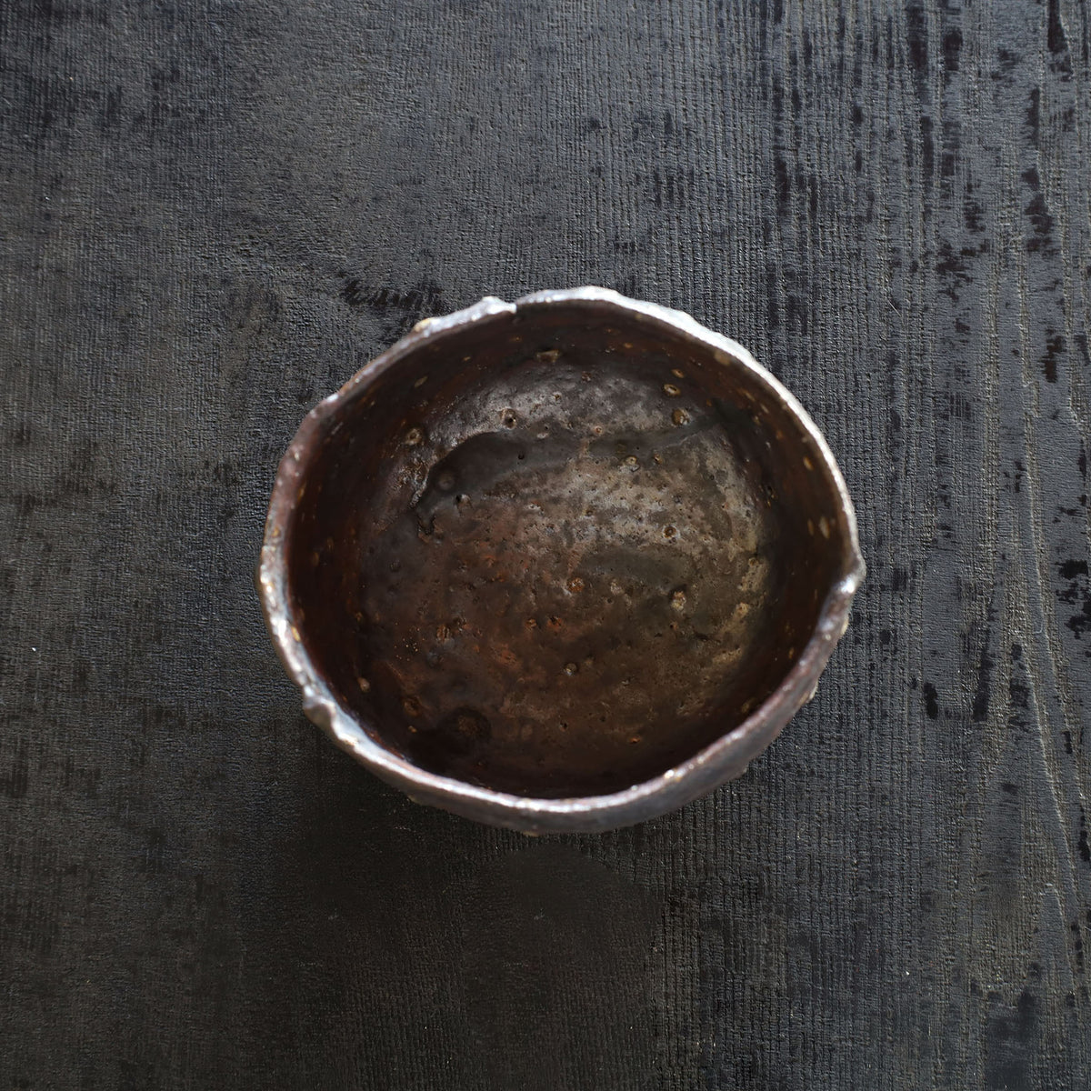 26-22 Shiro Shimizu, Tarao Clay, Iron Glaze, Stacked-Fired Chawan