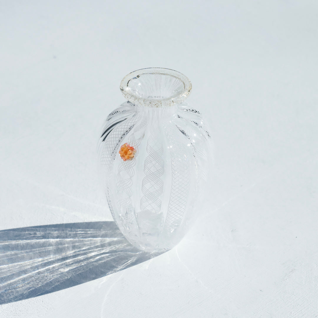 25-10S 津坂陽介 レースガラス 小花入れ