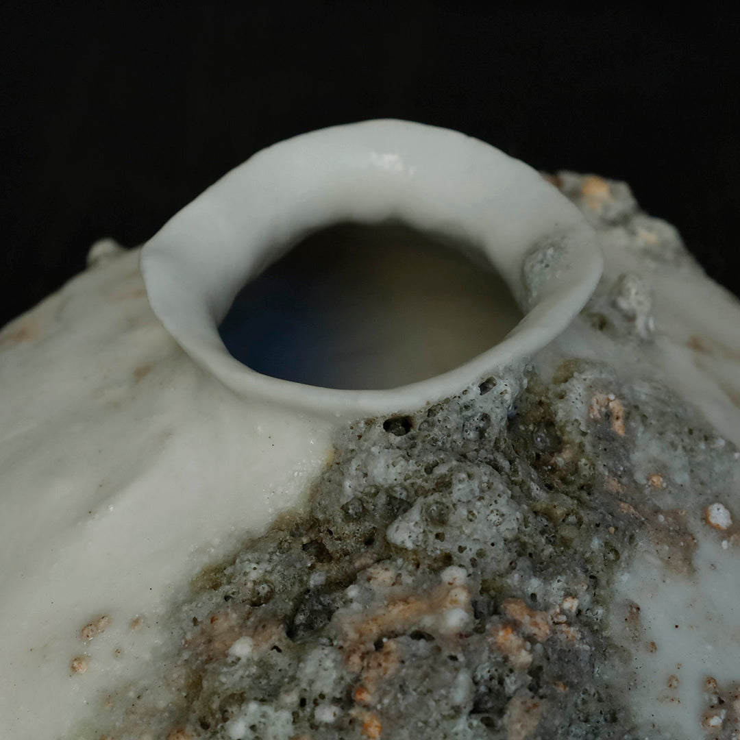 25-10S 池田優子 白磁 白釉花器-3