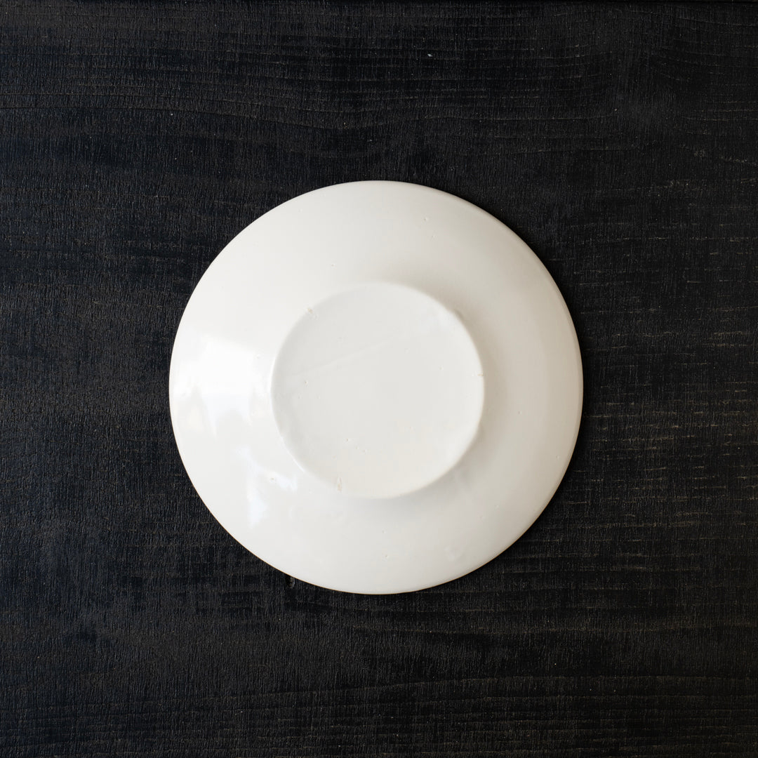 25-10S やまほん陶房 白釉 17cm皿 玉縁