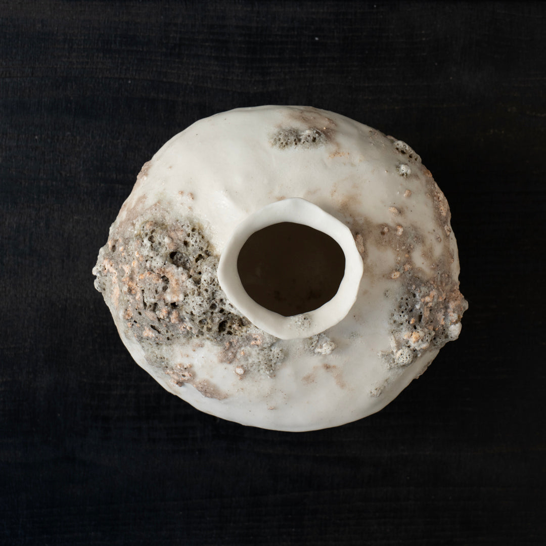 25-10S 池田優子 白磁 白釉花器-3