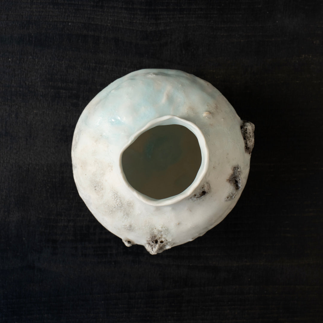 25-10S 池田優子 白磁 白釉花器-5