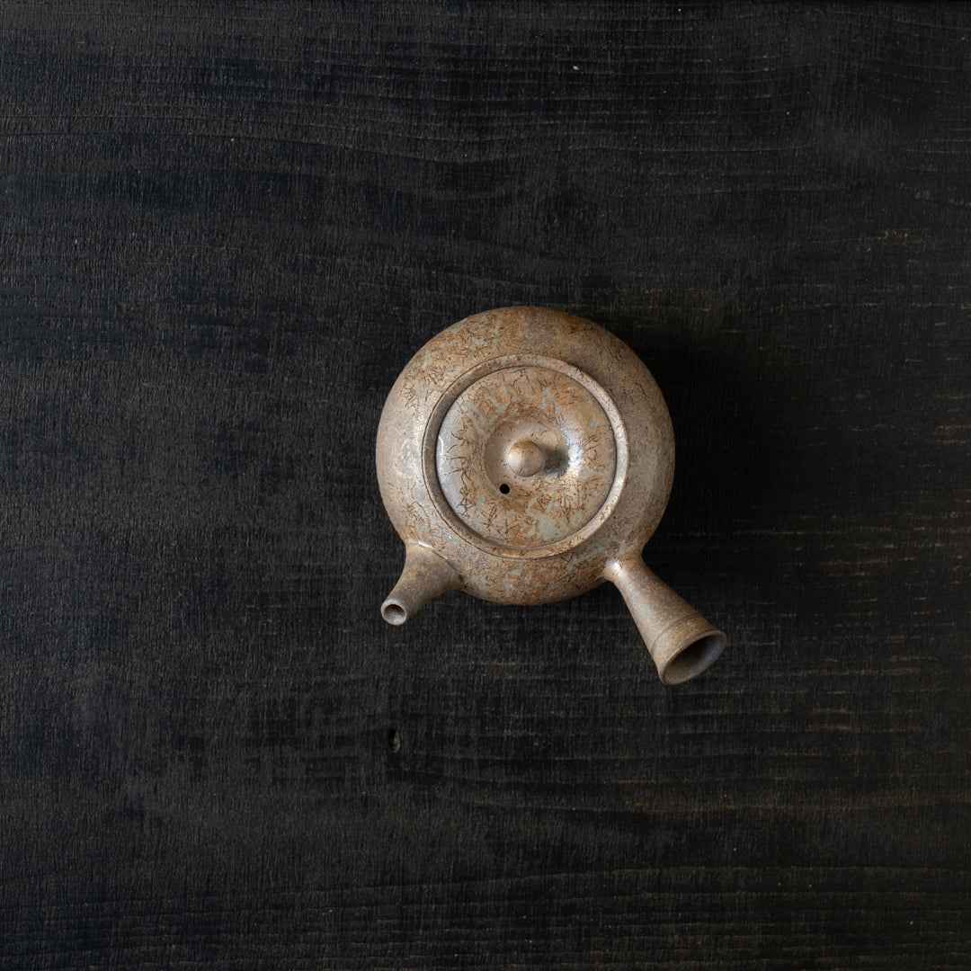 25-10S 陽景窯 焼〆南蛮藻掛ひだすき茶注(長丸) 桐箱付