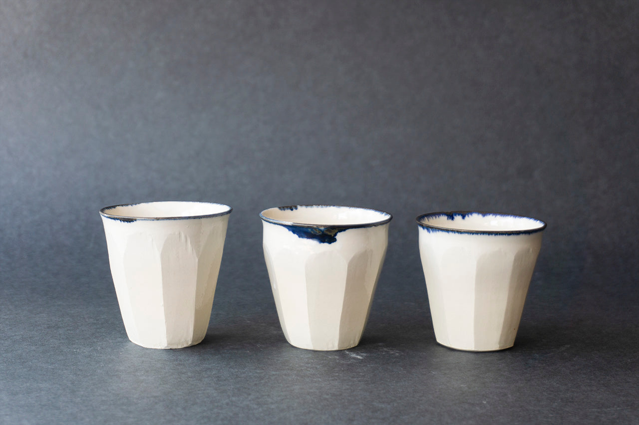  Faceted Cup Blue Rim