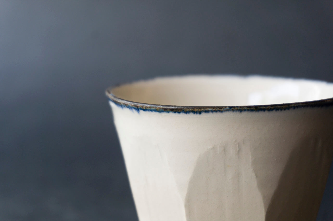 Faceted Cup Blue Rim