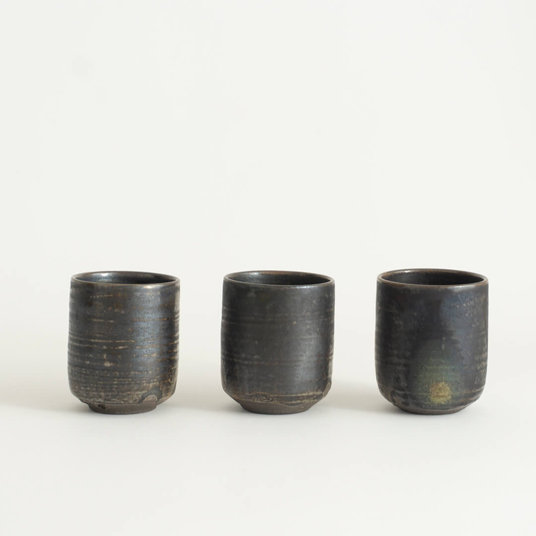 Yukiko Kiln Japanese Tea Cup "Kuro (Black)-Karatsu" Small