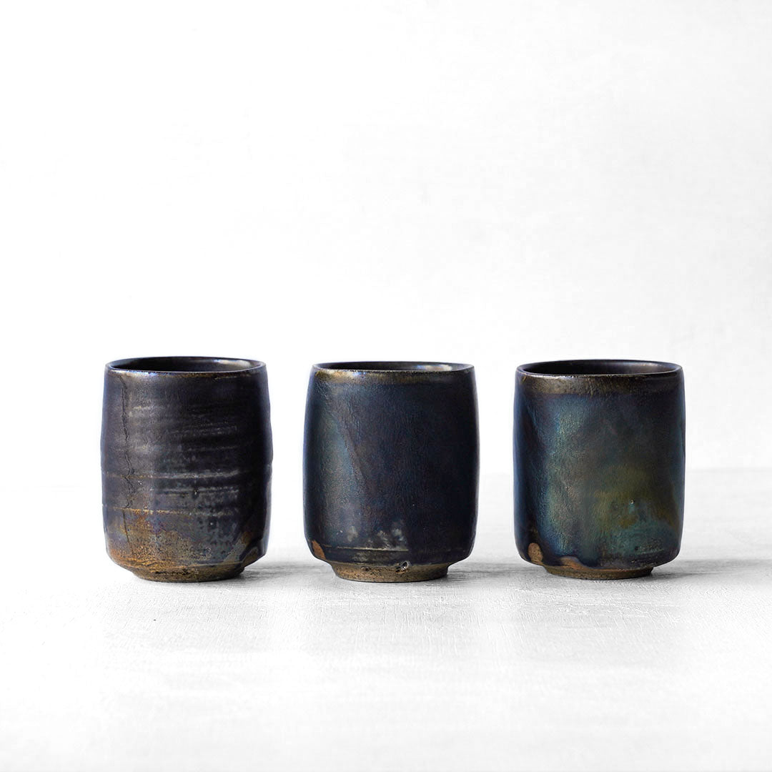 Yukiko Kiln Japanese Tea Cup "Kuro (Black)-Karatsu"