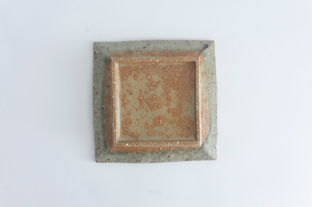 Miyagi Pottery Square Plate M Blue Glaze