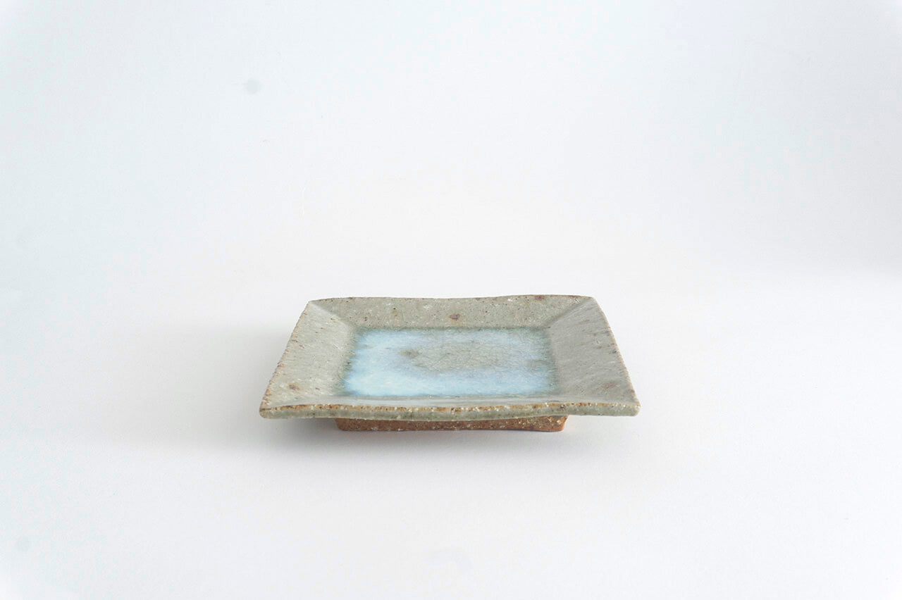 Miyagi Pottery Square Plate M Blue Glaze